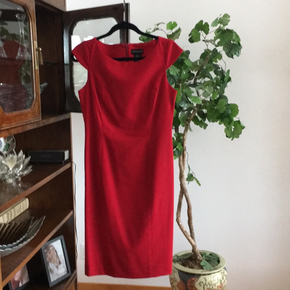 Red wool crepe dress
